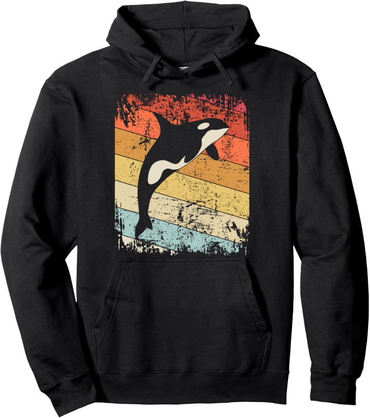 Vintage Orca Wal Shirt Retro Killer Whale Pullover Hoodie