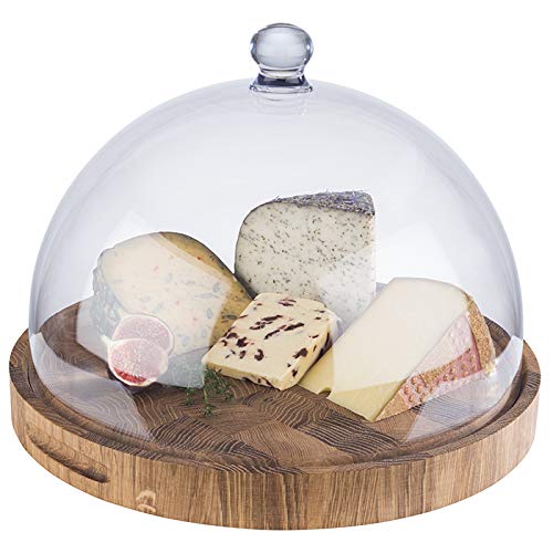 APS 816 Buffetbrett aus geöltem Eichenholz, ∅ 39 cm, H: 4,5cm, Holzbrett mit Saftrinne, Käseplatte m