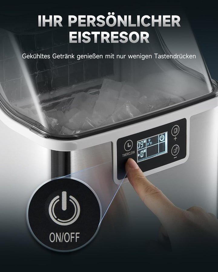 Wilprep Eiswürfelmaschine klein mit Selbstreinigung Eiswürfelbereiter 22kg/24h Eismaschine mit LCD-B