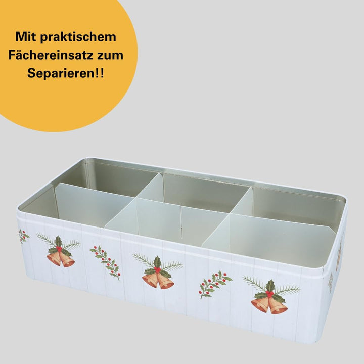 Birkmann, weihnachtliche Gebäckdose XXL, Frohe Weihnachten, Weissblech, Rechteckig, Masse: 40 x 20 c