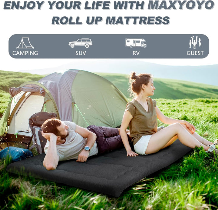 MAXYOYO Futonmatratze, tragbar, faltbar, hypoallergener Stoff und Schaumstoff-Matratzenauflage mit G