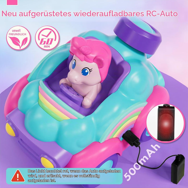 Lehoo Castle Ferngesteuertes Auto Mädchen, Einhorn Spielzeug mit Lichtern und Musik, Spielzeug ab 3
