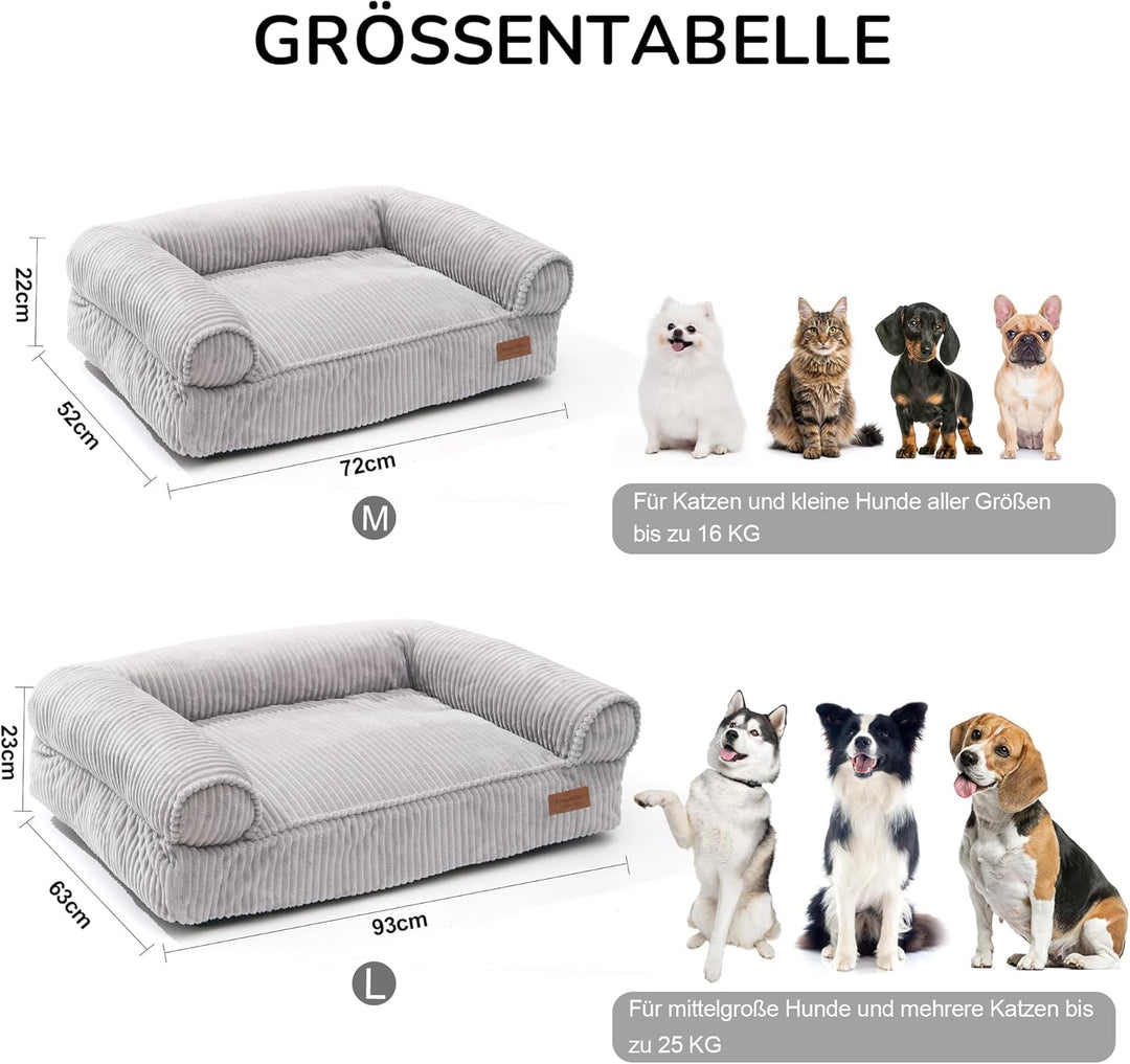 FUKUMARU Katzensofa Bett, Corduroy Gemütliches Katzenbett für drinnen mit abnehmbarem waschbarem Bez