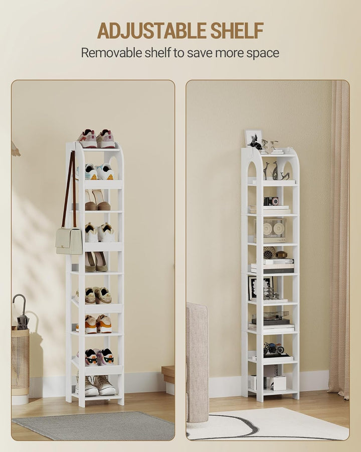 Hzuaneri Vertikales Schuhregal, 9 Ebenen Schmale Schuhregale, Holz-Schuh-Organizer für Schrank, Eing