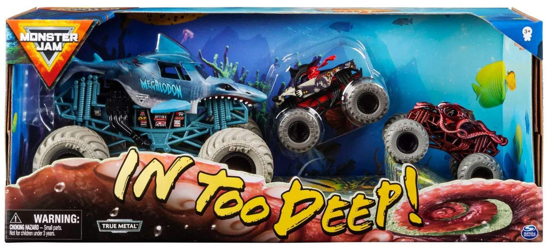 Monster Jam In Too Deep Druckguss, 3er-Pack