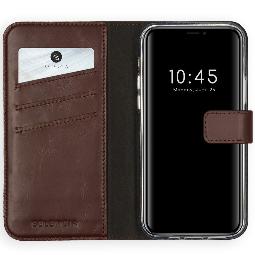 SELENCIA Bookcase Hülle kompatibel mit iPhone 12 Pro Max – Era Leder Handytasche Side Flip Case – Ha