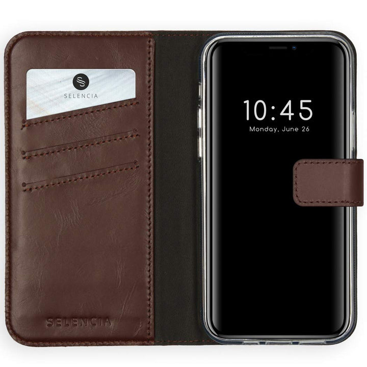 SELENCIA Bookcase Hülle kompatibel mit iPhone 12 Pro Max – Era Leder Handytasche Side Flip Case – Ha