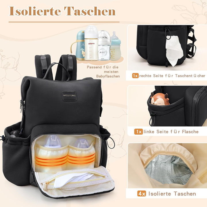 MISS FONG Baby Wickelrucksack Wickeltasche, Wickelrucksack Gross Rucksack Babytaschen Wickeltasche O