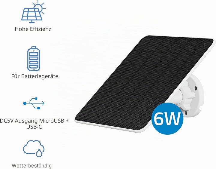 NIVIAN Solarpanel für IP-Sicherheits- und Überwachungskameras mit Akku, kompatibel mit Ezviz C3A und
