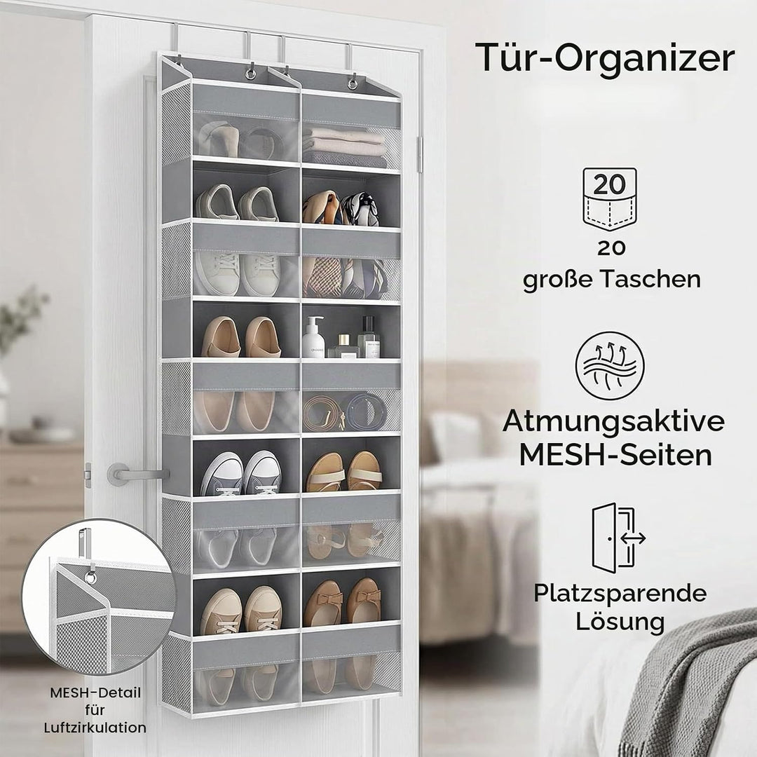 Hängeorganizer Tür mit 10 Fächern, Hängeregal über Tür Organizer mit 10 Seitentaschen & 4 Metallhake