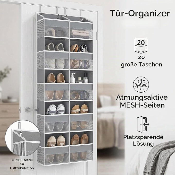 Hängeorganizer Tür mit 10 Fächern, Hängeregal über Tür Organizer mit 10 Seitentaschen & 4 Metallhake