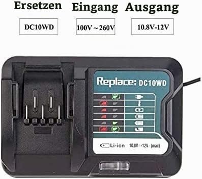 TPDL Ersatz Ladegerät für Makita DC10WD 10,8V/12V für Akku BL1015 BL1016 BL1021B BL1041B, FD05 DT03