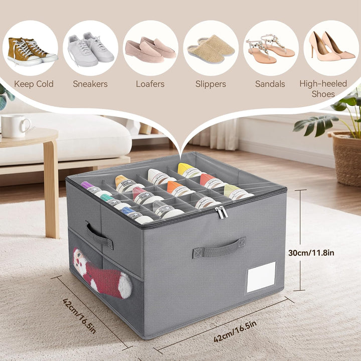 Schuhorganizer Platzsparend, Passt 16 Paare, Schuh Organizer für Schrank Durchsichtigem Deckel, Gros