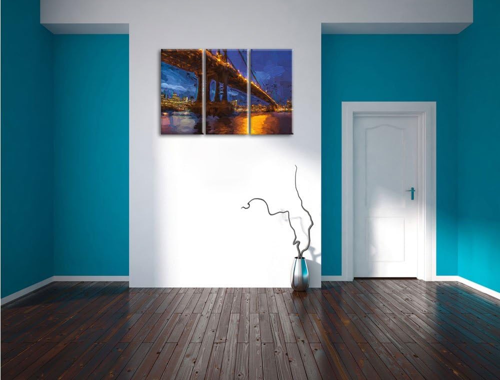 Pixxprint Manhatten Brücke New York Kunst als Leinwandbild/Grösse: 3 Teilig (120x80 cm) cm/Wandbild/