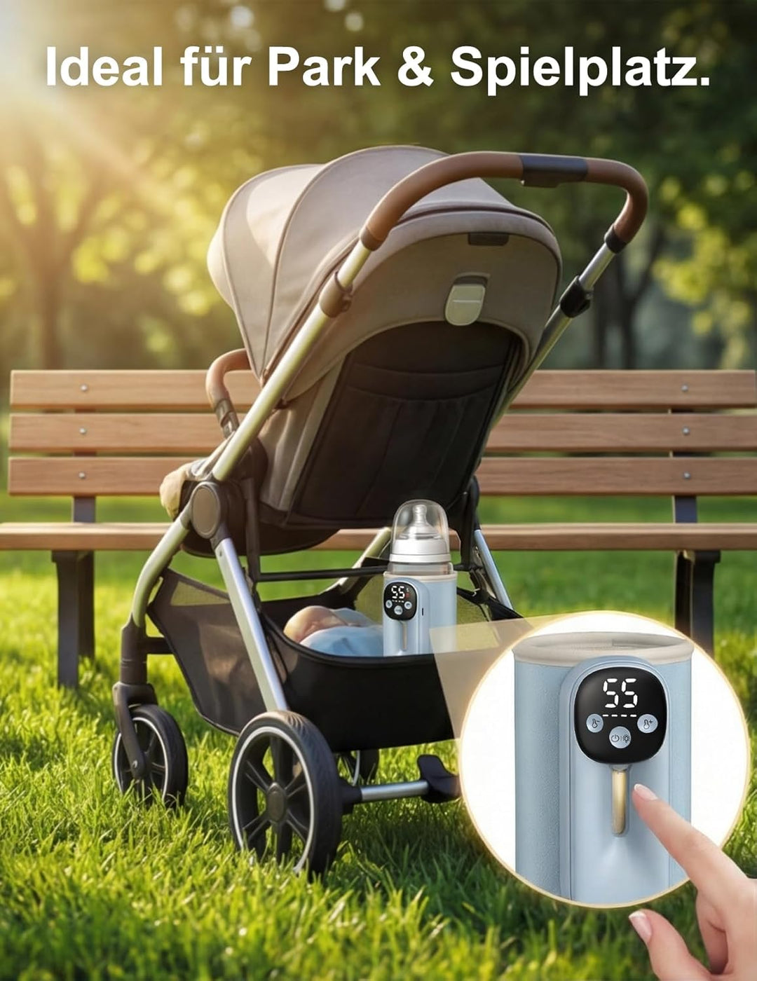Drahtloses Milchwärmer, mit LED Temperaturdisplay 8000mAh Flaschenwärmer Baby Unterwegs 6 stufige Sc