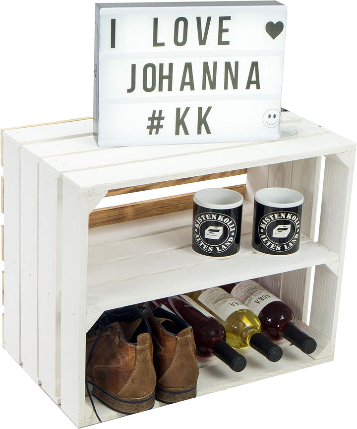 3er Set Holzkisten Paula weiss mit geflammten Boden 50x40x30cm Johanna Aufbewahrungsbox Aufbewahrung