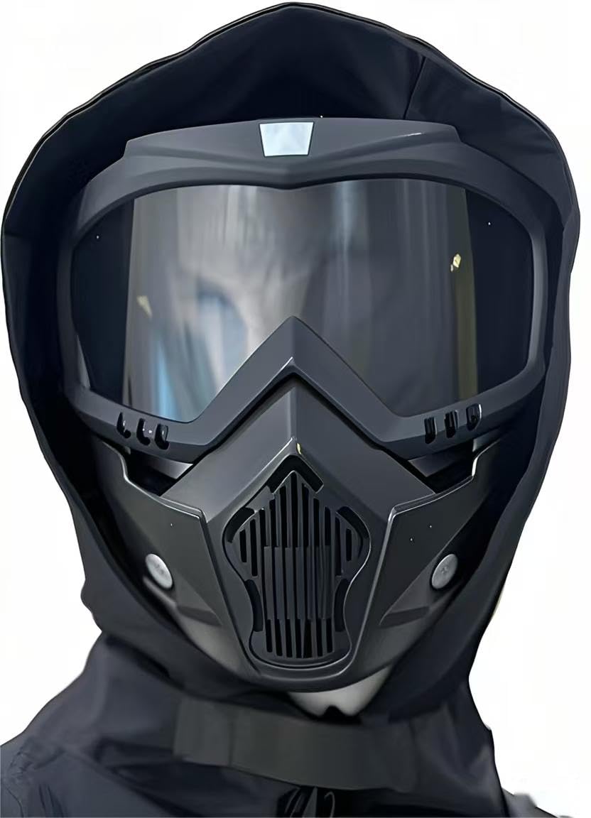 Motorradbrille mit Abnehmbarer GesichtsmaskeFull Face Protection Airsoft Maske Balaclava Maske, just