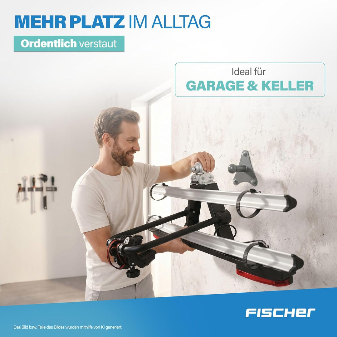 FISCHER Wandhalterung für Kupplungsfahrradträger, Fahrrad-Auto-Zubehör, 50kg belastbar, Silber