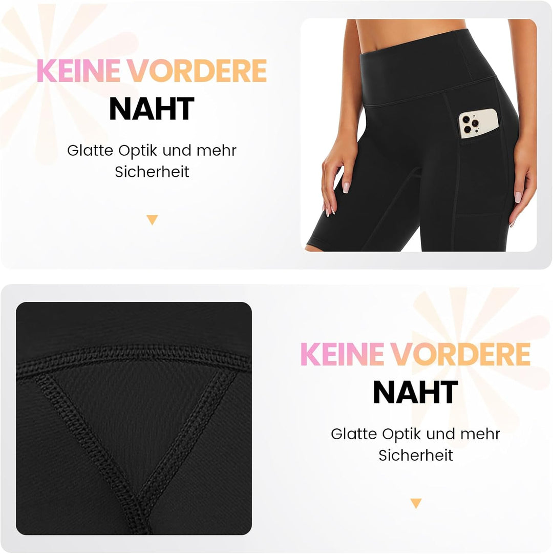SIMIYA Radlerhose Damen, Kurze Leggings mit Handytasche Blickdichte High Waist Sporthose Damen Kurz,