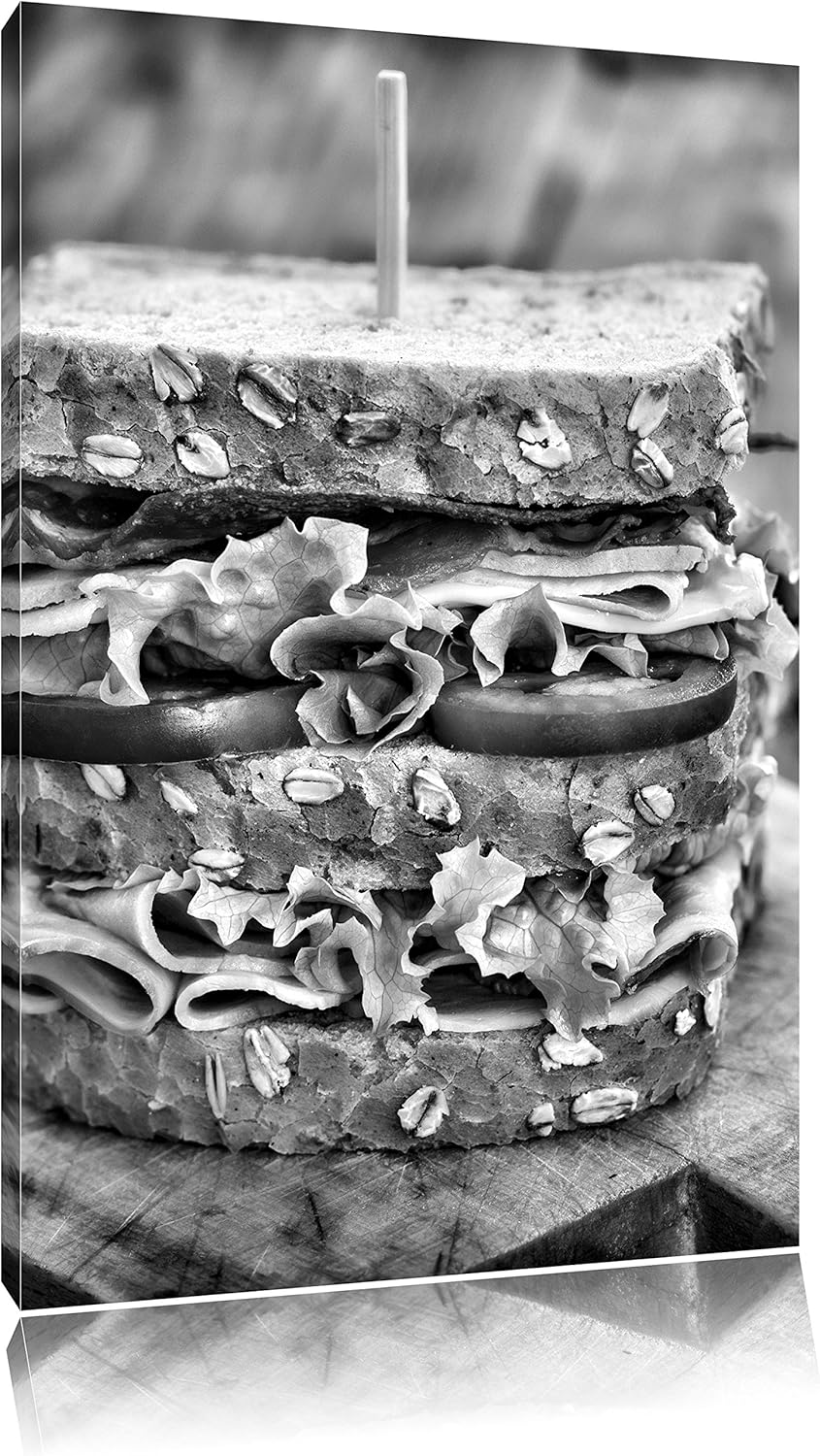 Pixxprint Doppeldecker Sandwich als Leinwandbild | Grösse: 100x70 | Wandbild| Kunstdruck | fertig be