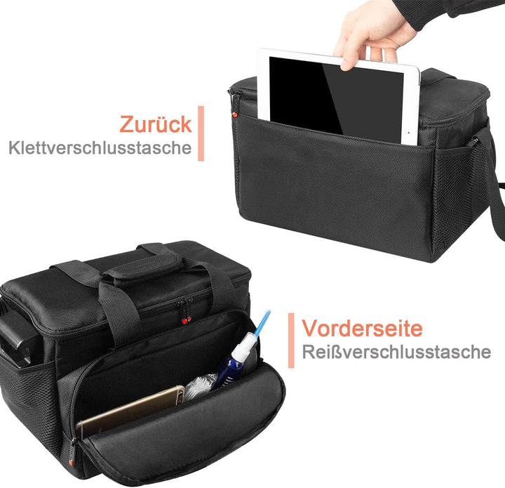 FOSOTO DSLR-Kameratasche Spiegelreflex Fototasche, Grosse XL Videokameara/Camcorder Tasche für Canon