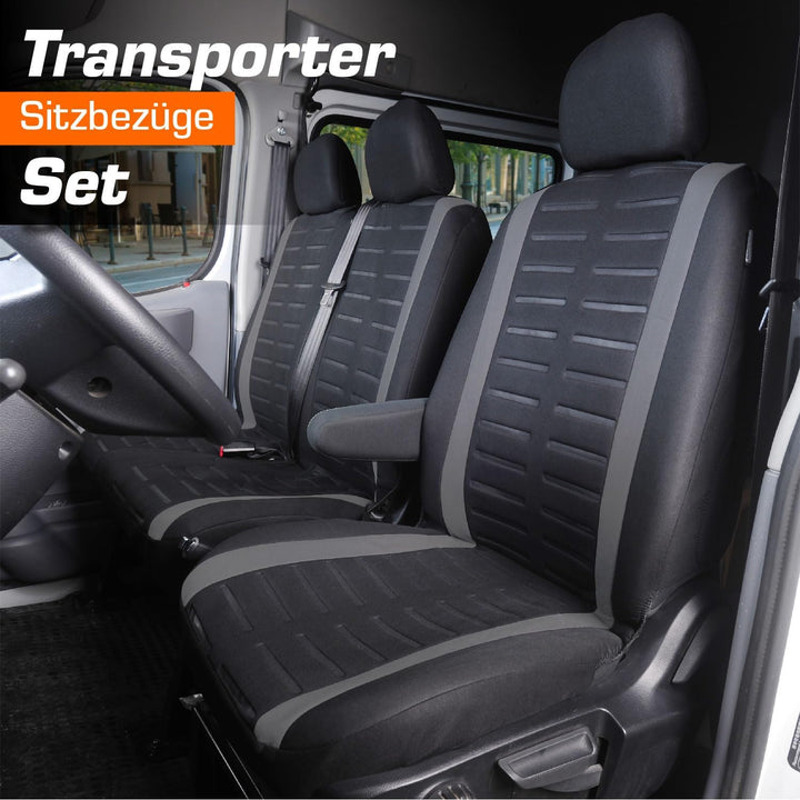 Transporter Autositzbezüge Set für die Vordersitze | Van Auto-Schonbezüge Universal in Grau, Grau Vo