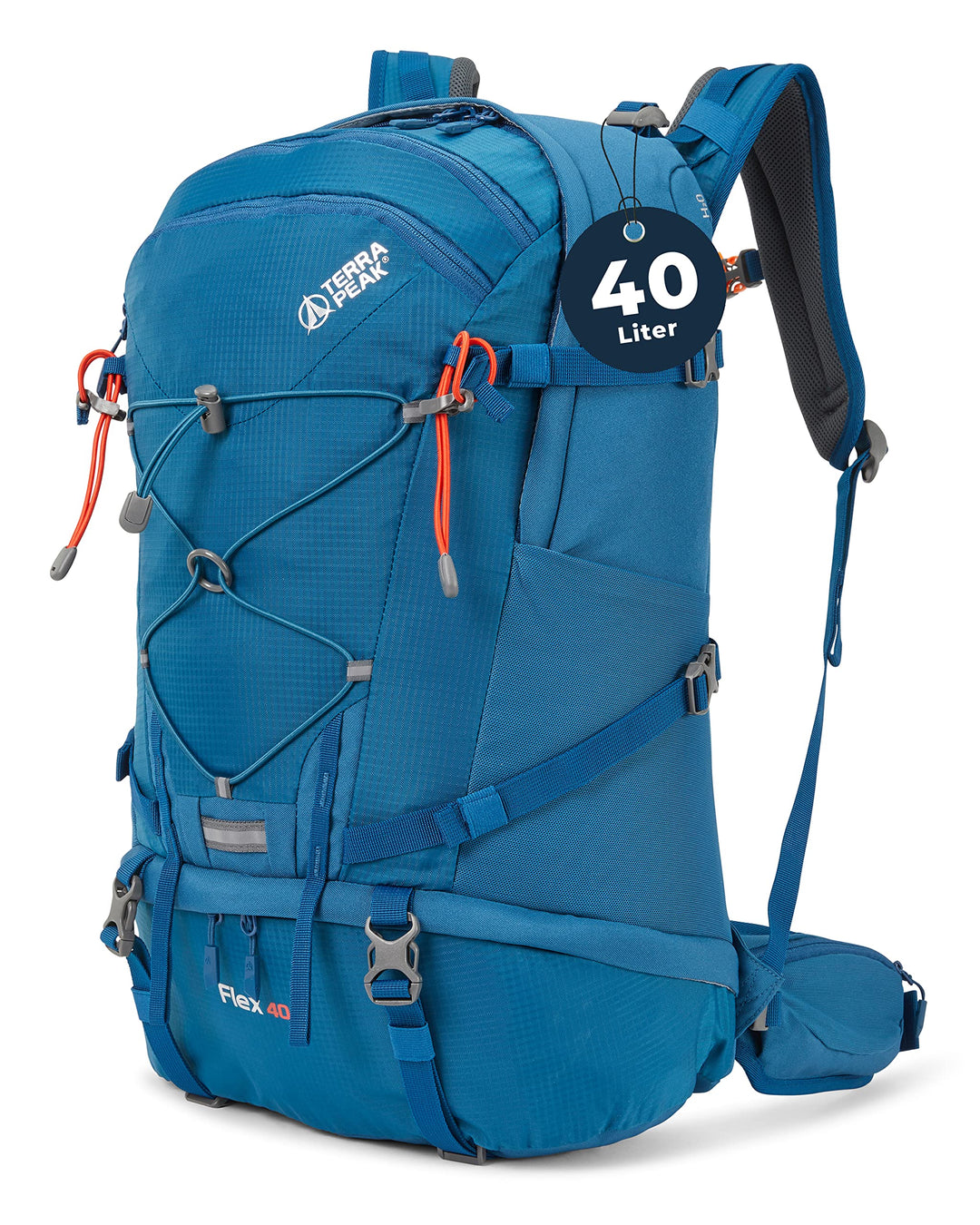 Terra Peak® Premium Wanderrucksack 40L (FLEX 40) für Damen & Herren gross mit Rückenbelüftung, Regen