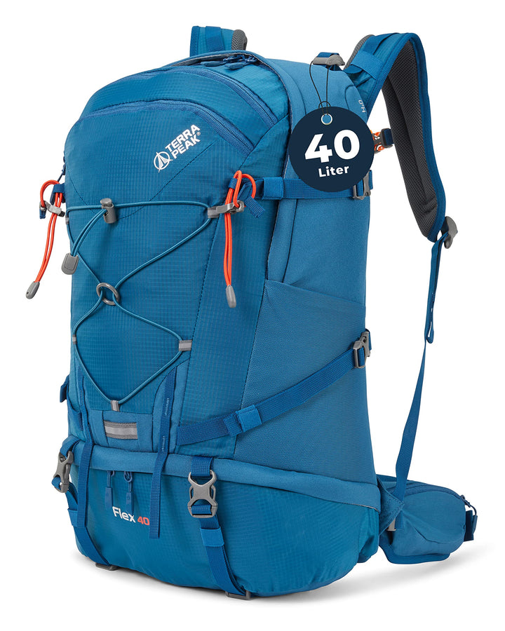 Terra Peak® Premium Wanderrucksack 40L (FLEX 40) für Damen & Herren gross mit Rückenbelüftung, Regen