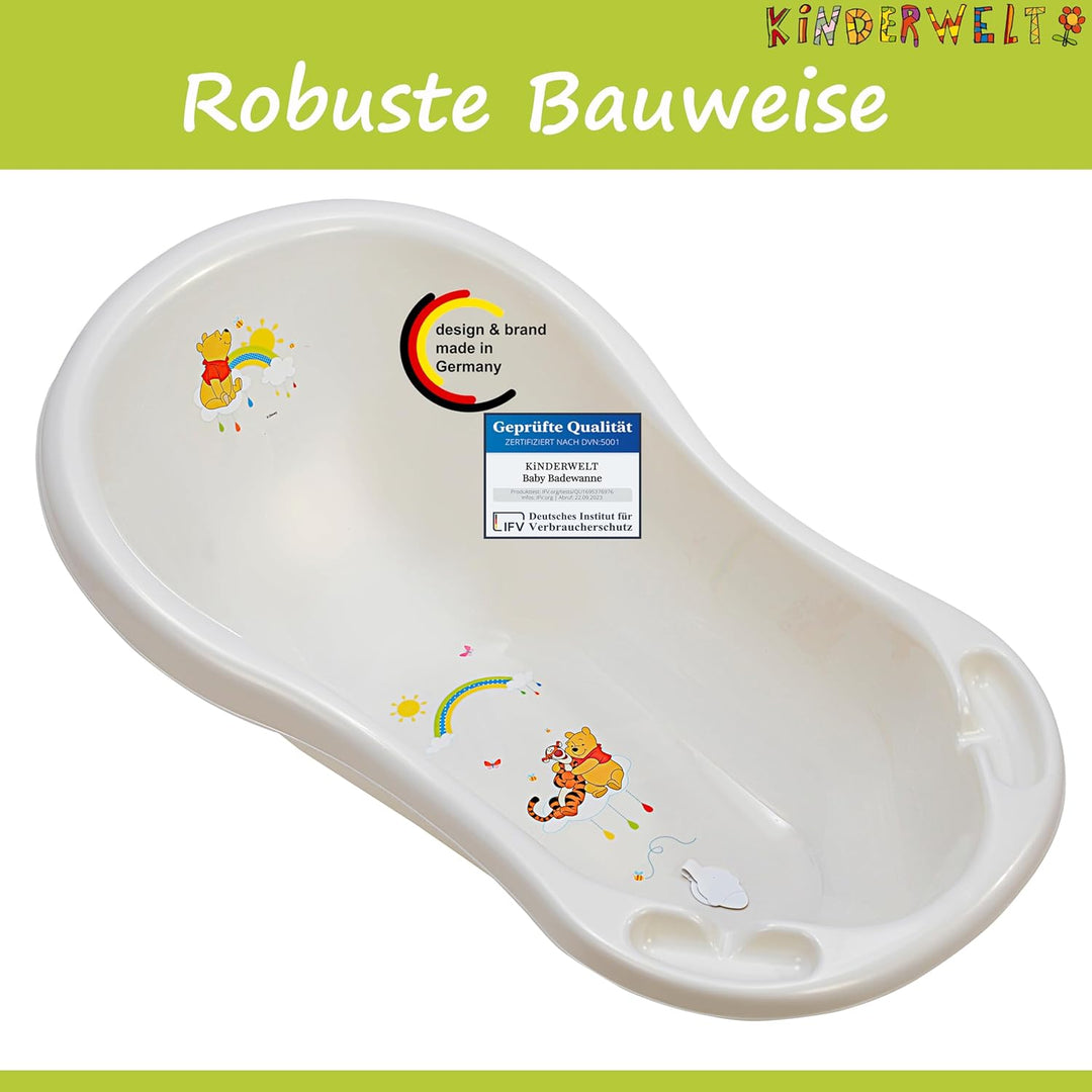 KiNDERWELT Babywanne 84 cm - Baby Badewanne mit Winnie Pooh Motiv - BPA-Frei - Wanne zum Baden für B