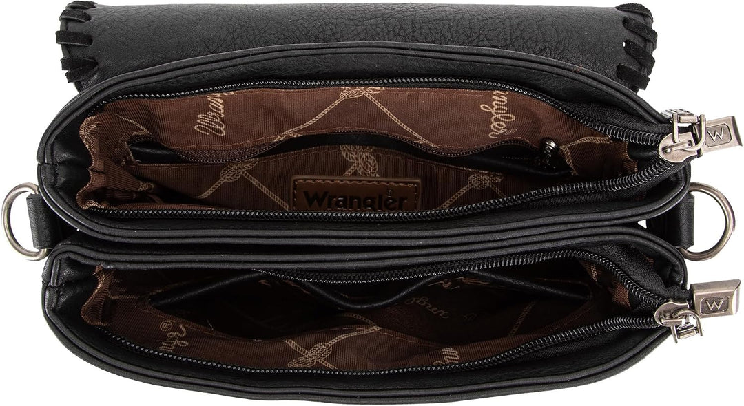 Wrangler Crossbody Taschen für Frauen Western Woven Satchel Geldbörse mit Gitarrengurt Musterreiches