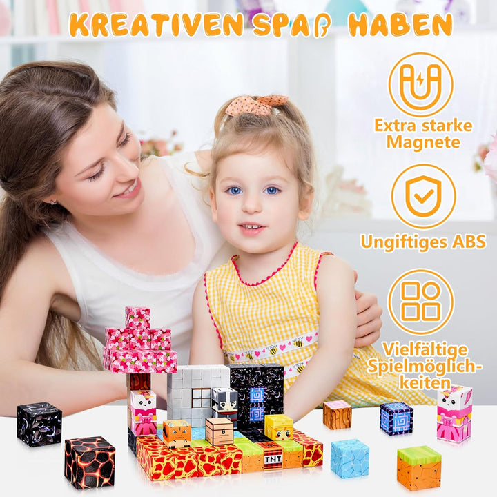Ulikey Magnetische Bausteine, Build Mine Magnete Welt Zauberportal Edition, Magnetische Fliesen Spie
