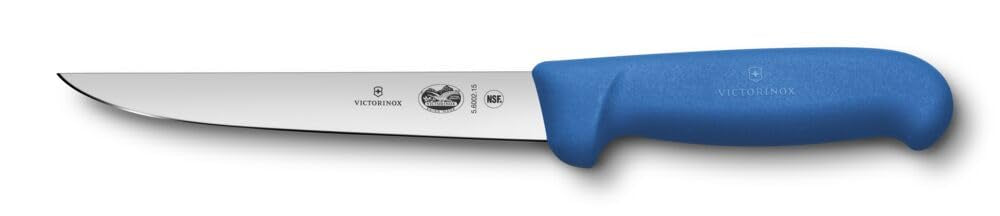 Victorinox Fibrox Ausbeinmesser, Scharfes Küchenmesser für Fleisch und Geflügel, 15 cm, Gerade Kling