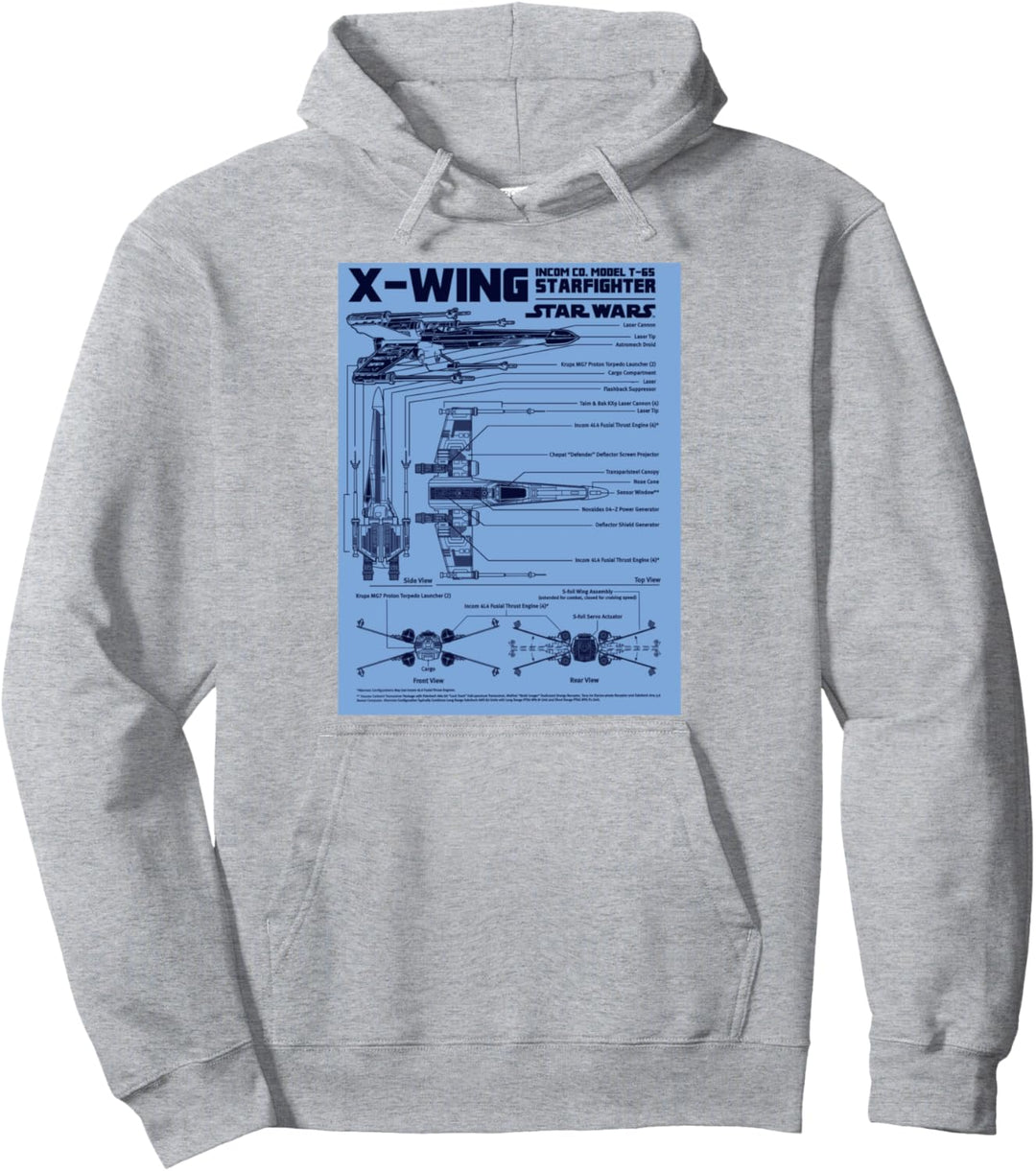 Star Wars X-Wing Schematic Specs Pullover Hoodie