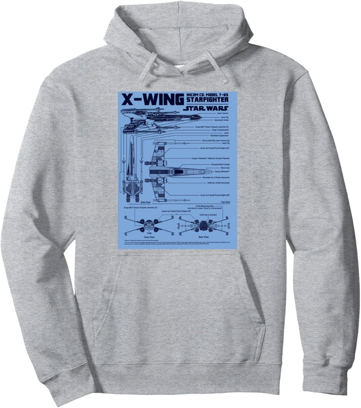 Star Wars X-Wing Schematic Specs Pullover Hoodie