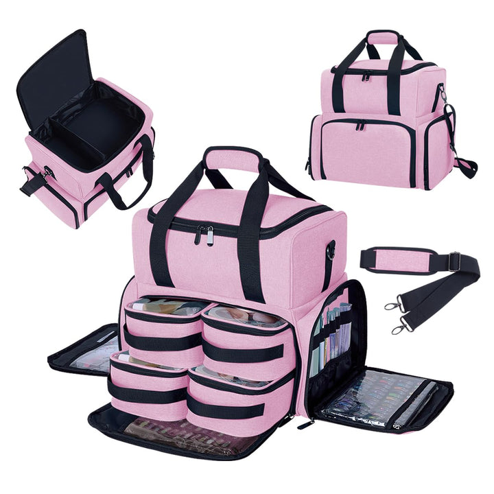 grosse Kosmetiktasche mit 4 abnehmbaren Gehäusen Doppelschicht Reiseveranstalter Make-up-Tasche mit