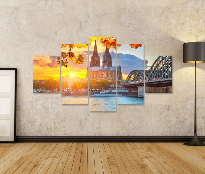 islandburner Bild auf Leinwand Köln Bei Sonnenuntergang Bilder Wandbilder Poster Leinwand 170x80cm -