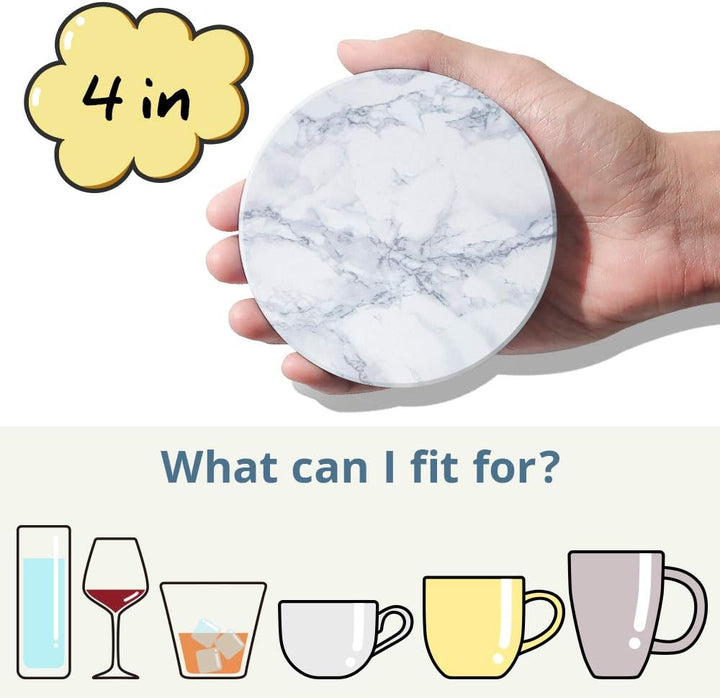 LIFVER Untersetzer Gläser, Glas Untersetzer-Set 6 Stücke mit Halter, Saugfähig Getränk Untersetzer m