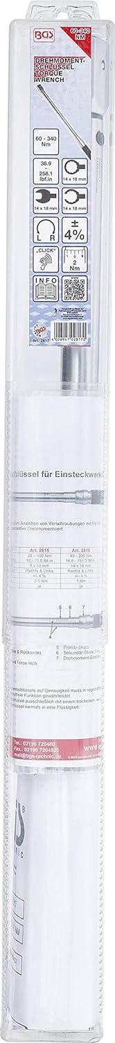 BGS 2817 | Drehmomentschlüssel | 60 - 340 Nm | für 14 x 18 mm Einsteckwerkzeuge für 14 x 18 mm | 40