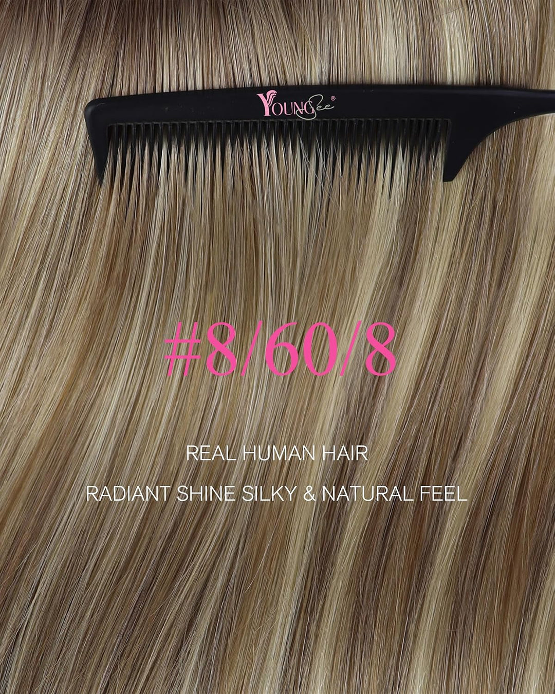 YoungSee Echthaar Extensions Tape Ombre Tape Extensions Echthaar Braun Ombre Blond Tape in Extension