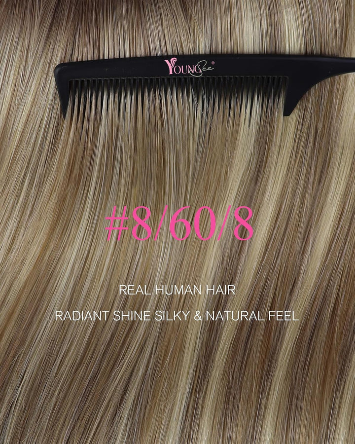 YoungSee Echthaar Extensions Tape Ombre Tape Extensions Echthaar Braun Ombre Blond Tape in Extension