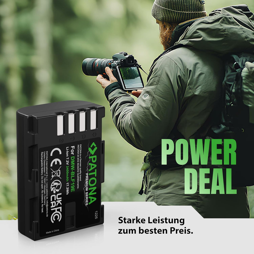 PATONA Premium DMW-BLF19 E Akku 2400mAh Ersatzakku kompatibel mit Panasonic Lumix DC-G9 G9L G9EG G9L