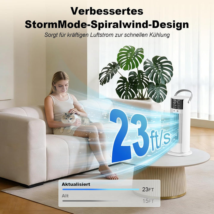 Mobile Klimaanlage, Mini Klimaanlage con Tanque de 900ml, 4-In-1 Luftkühler mit Wasserkühlung, 3 Geb