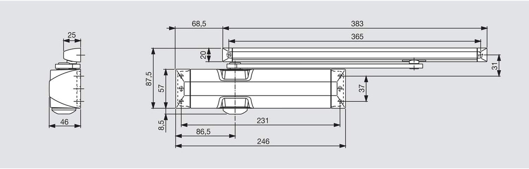 BASI Dorma M110880, silber Türschliesser TS 90 Impulse EN 3/4, 1-flg. mit Gleitschiene