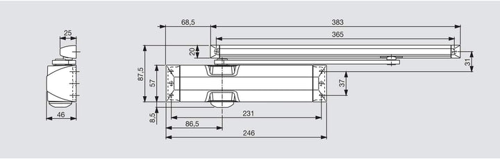 BASI Dorma M110880, silber Türschliesser TS 90 Impulse EN 3/4, 1-flg. mit Gleitschiene