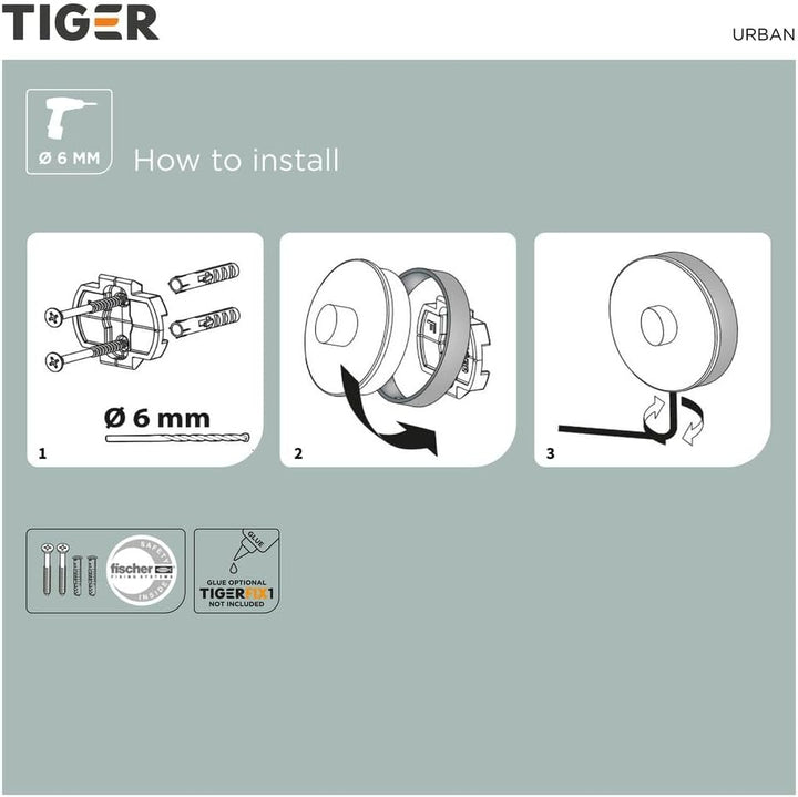 Tiger Urban Handtuchhalter doppelt, Edelstahl, Farbe: Weiss-matt, Handtuchstange zur Wandmontage mit