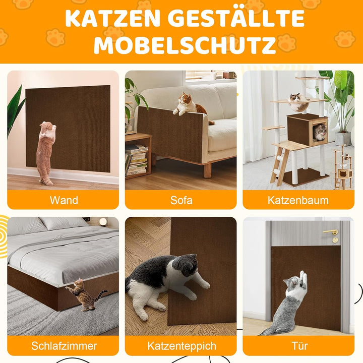 Storystore Selbstklebend Kratzmatte Katze, 40cm x 400cm Katzen Kratzmatte Kratzschutz Sofa Katze, DI