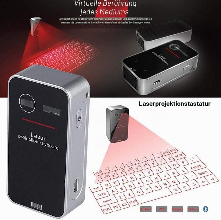 AGS Virtuelle Bluetooth-Tastatur und Maus für iPhone, iPad, Smartphone und Tablets