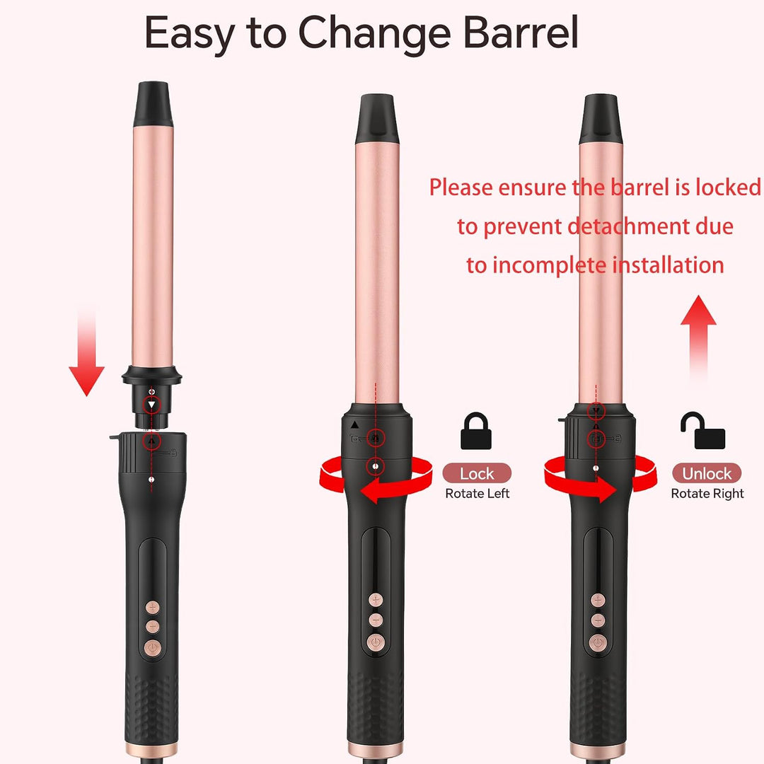 Lockenstab 5 in 1, Lockenstäbe Lockenbürste Set mit 4 austauschbaren Keramik Lockenstab 13-32mm für