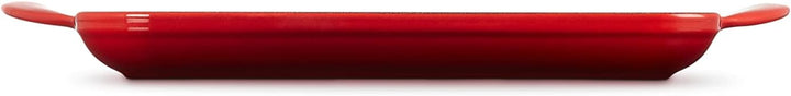 Le Creuset Quadratische Grillplatte aus Gusseisen mit Hilfsgriff, 24 cm, Kirschrot, 20205240600460,