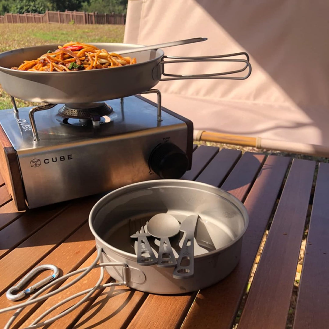 SILVERANT Titan-Besteckset, leichtes Camping-Utensilien-Set, inklusive wiederverwendbarem Messer, Ga